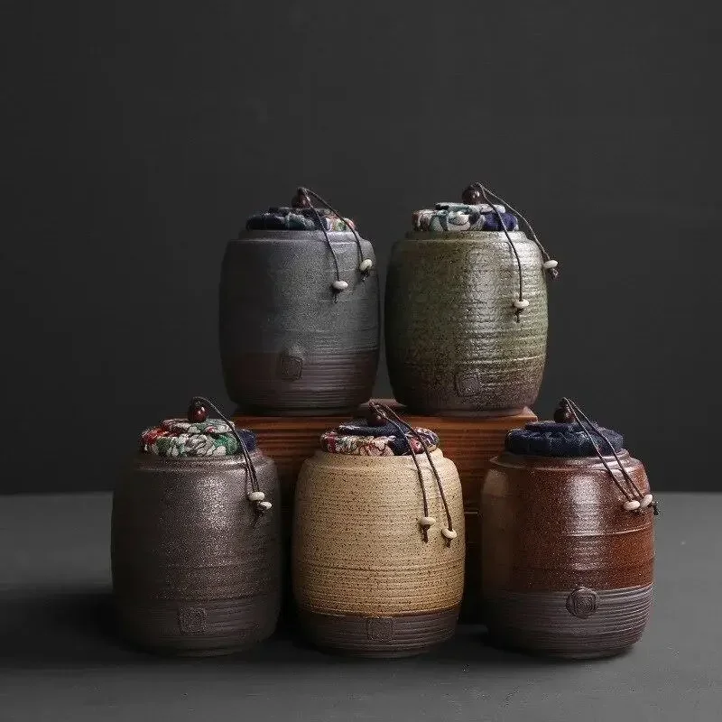 Mini Sealed Pu'er Dried Fruit Storage Jar Portable Travel Tea Storage Box Tank Container Chinese Style Retro Ceramic Tea Caddy