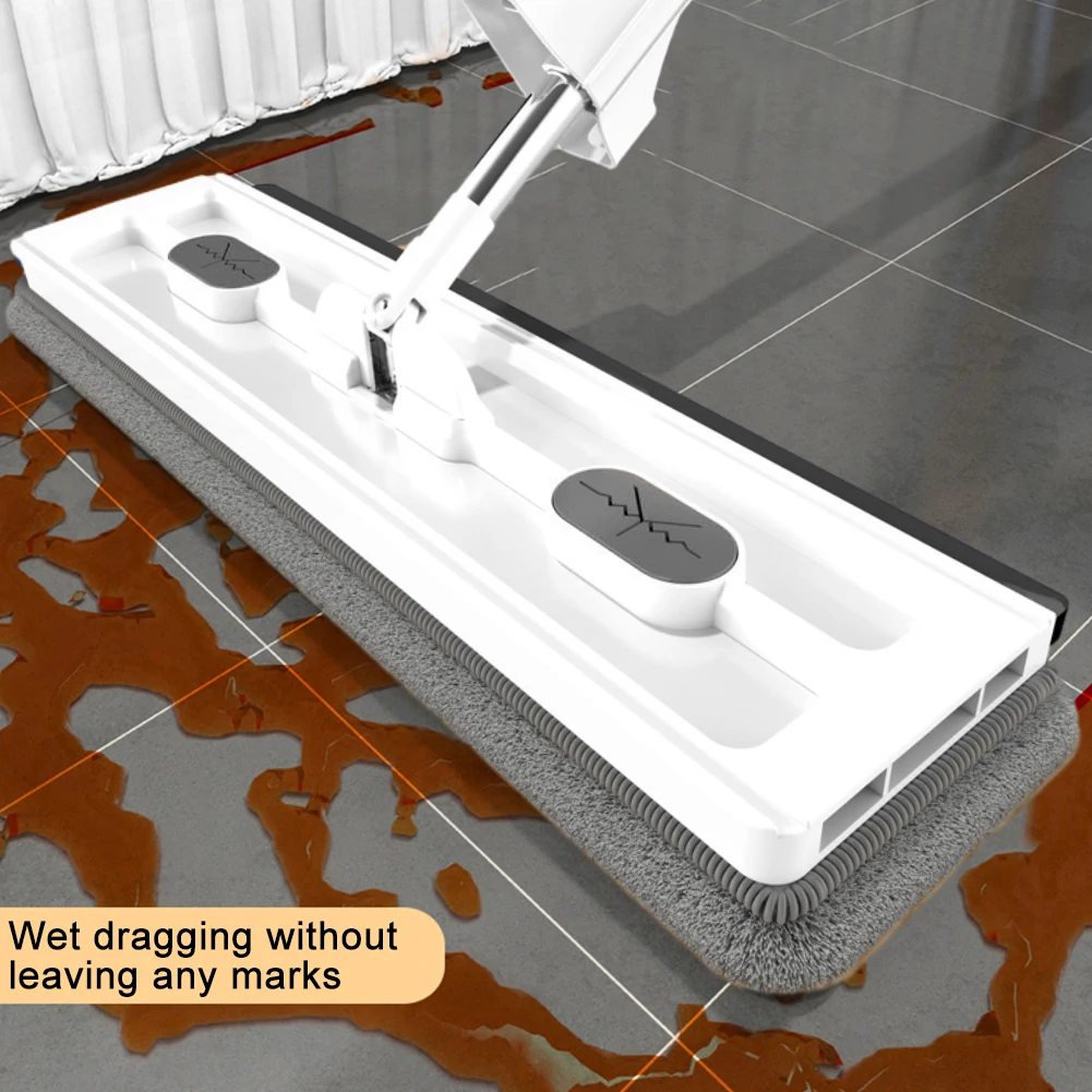

Flat Squeeze Mop With Folding Bucket Hand Free Washing Microfiber Replacement Pad Automatic Spin Floor Mop Household Cleaning