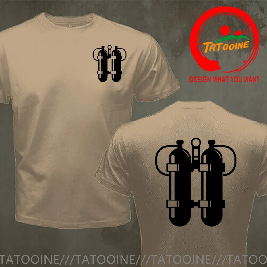 Funny Design Scuba Diving Twinset Print  Shirt Men Fashion Trendy Casual Clothing Stylish Tops Tee Shirt Leisure Tshirt Men's
