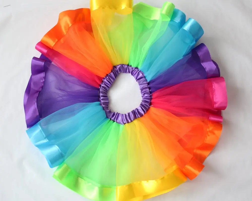 Hot Kids Lovely Handmade Colorful Tutu Skirt Girls Rainbow Tulle Tutu Pettiskirt Dance Bubble Skirt2-9T