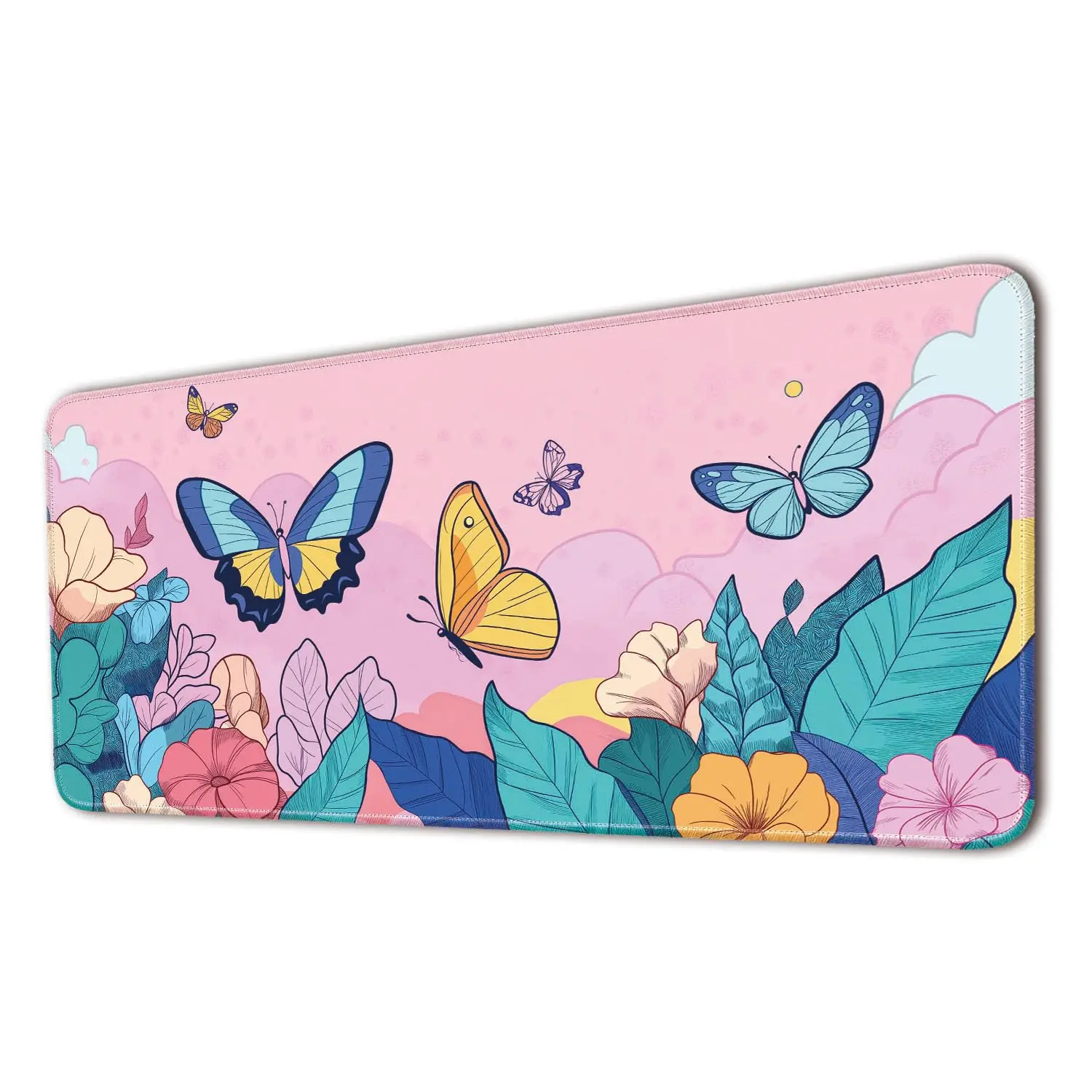 

Flower and Butterfly Desk Mat Protector, Office Desk Mat, Large Mouse Pad, 900x400mm Non-Slip Desk Mat, Perfect Gift for Friends