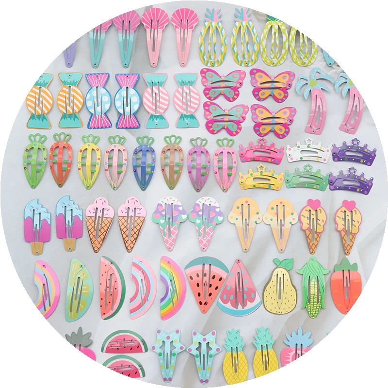 No Slip Metal Snap Haarspeldjes Voor Meisjes Haarspeldjes Voor Kinderen Tieners Vrouwen Schattige Candy Color Cartoon Design Haarspelden Accessoires