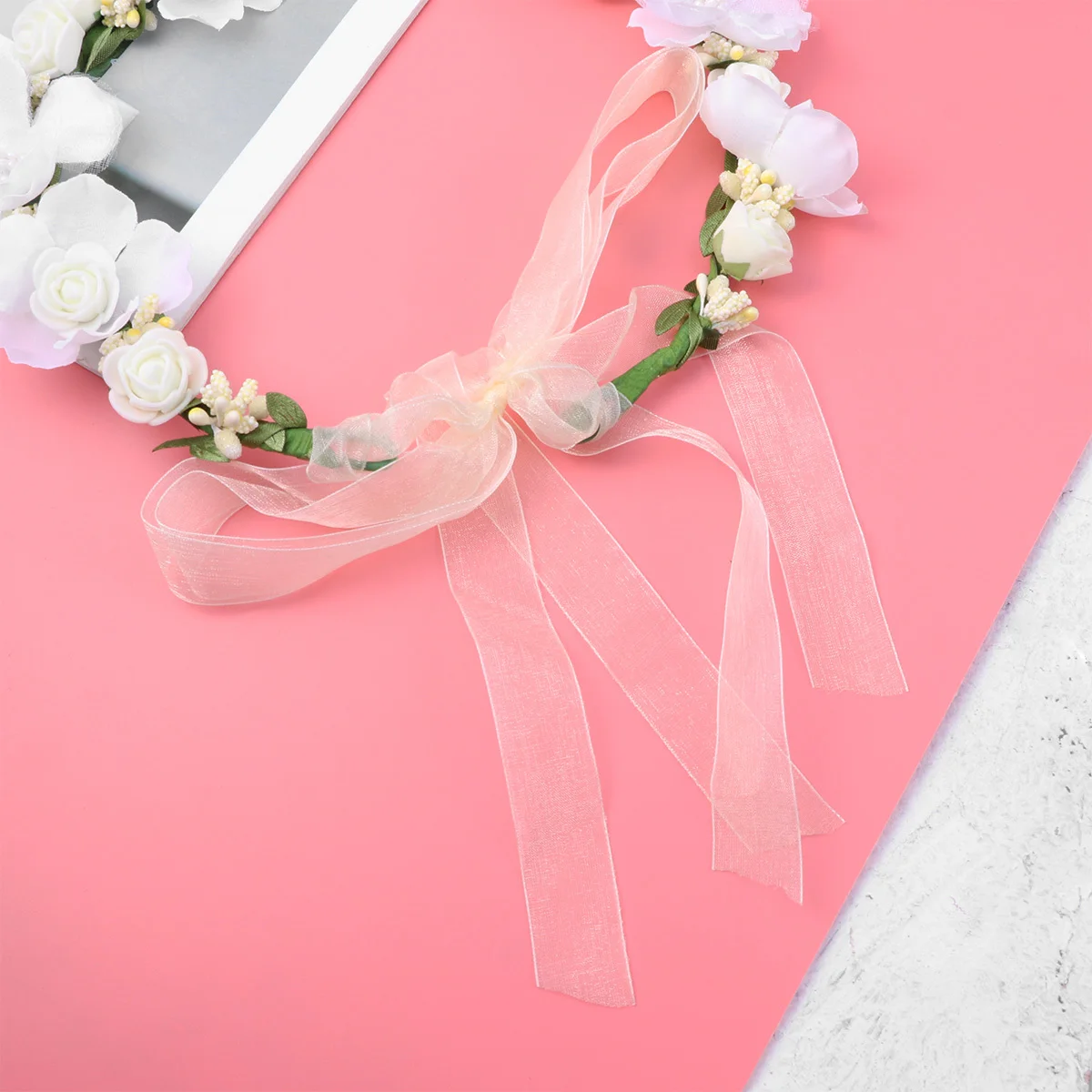 

Flower Crown Floral Headdress Realistic Look Hair Wreath for Graduation Birthday Bridal Shower Daily Wear Women Decor