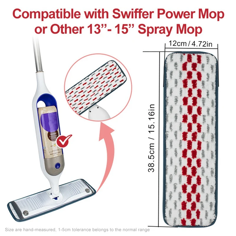 6PCS Mop Pads สําหรับ Swiffer Powermop เปลี่ยนไมโครไฟเบอร์ Mop หนาแผ่นเติมสําหรับพื้นไม้เนื้อแข็ง