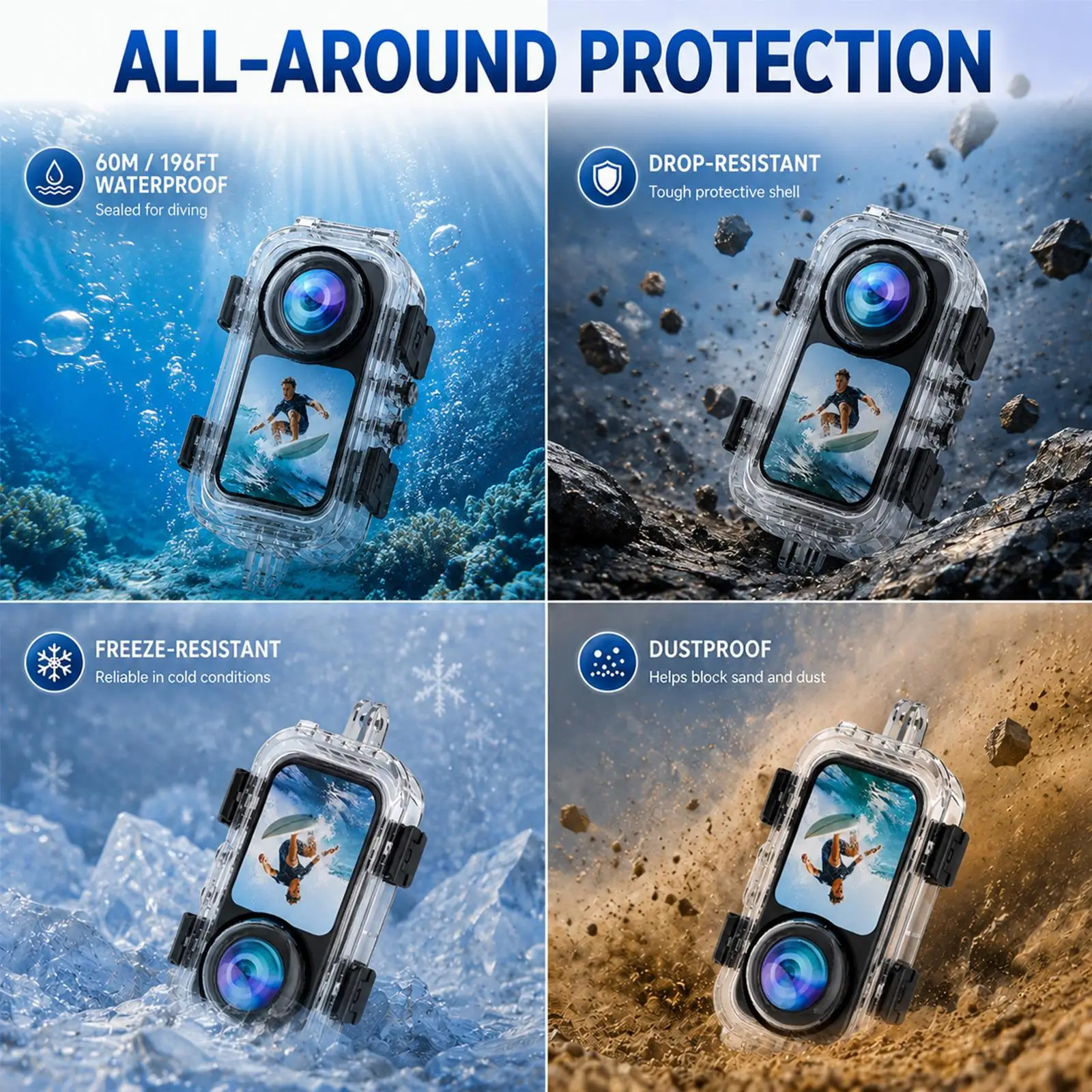 PULUZ 60m Unterwasser-Tauchgehäuse für Insta360 X6, für Insta360 X6 Action-Kamera, wasserdichtes Gehäuse, unsichtbare Abdeckung zum Schnorcheln – Detail 5