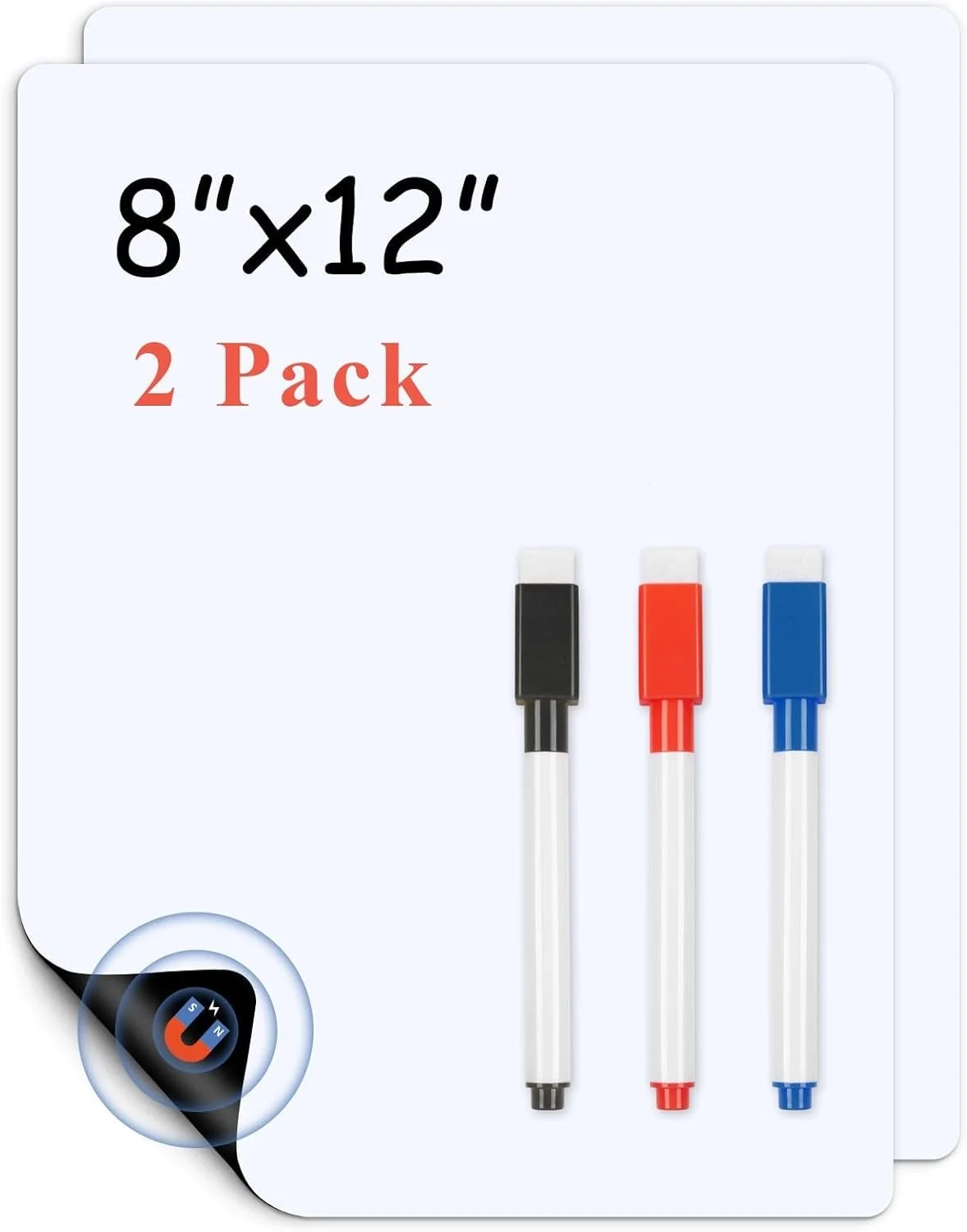 Papier blanc magnétique pour réfrigérateur, 8 "x 12", 2 paquets, petit tableau effaçable à sec, tableau blanc pour réfrigérateur de cuisine pour liste de tâches familiales, I