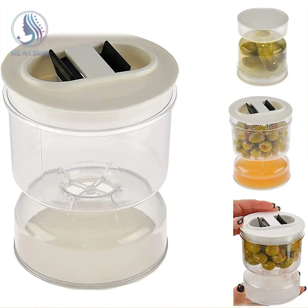 Plastic Sealed Pickles Jar Dry and Wet Dispenser Innovative Workmanship Pickle Jar Hourglass Design Olive Container for Home