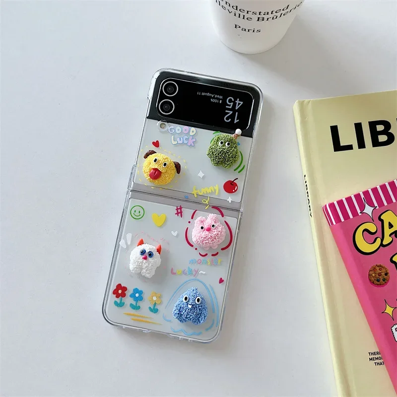 Чехол для телефона с изображением маленького монстра для Samsung Galaxy Z Flip 6 5 4 3, защитная задняя крышка для ZFlip4 ZFlip5 ZFlip6, защитный чехол