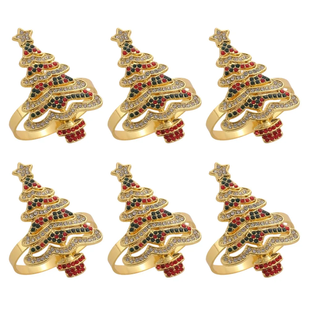 

6pcs Christmas Napkin Rings Set Napkin Rings For Dinner Party, Wedding, Birthday Christmas Home Table Decoration Accessories