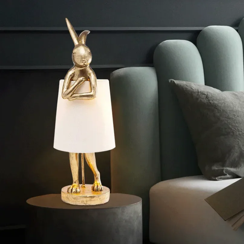 

KARE RABBIT table lamp Retro Animal Lamp Creative Resin Light Bedroom Study Restaurant Art Night Stand cute room decor light