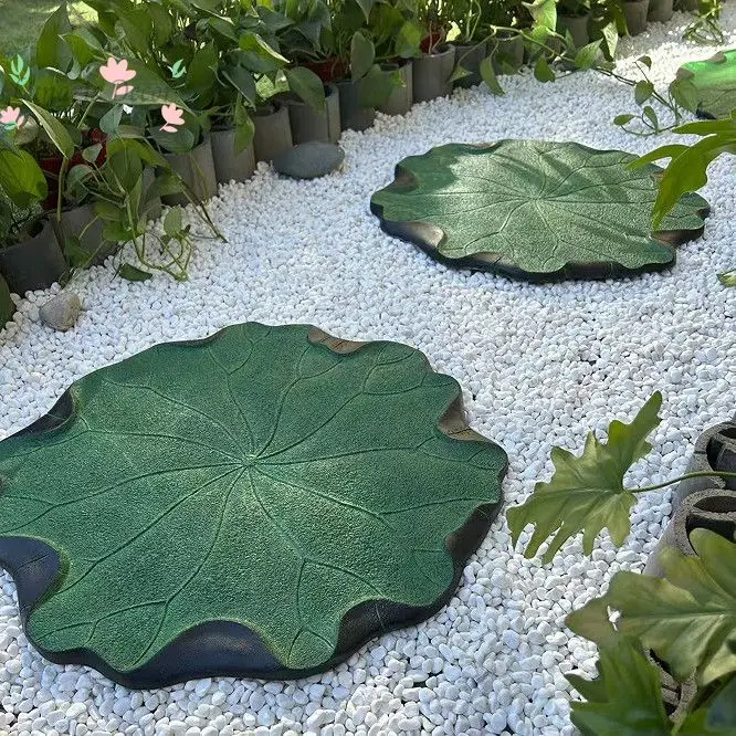 5Pcs Lotus Leaf Lawn Stepping Stones Outdoor Garden Path Paving Landscape Decorative Walkway Ornaments