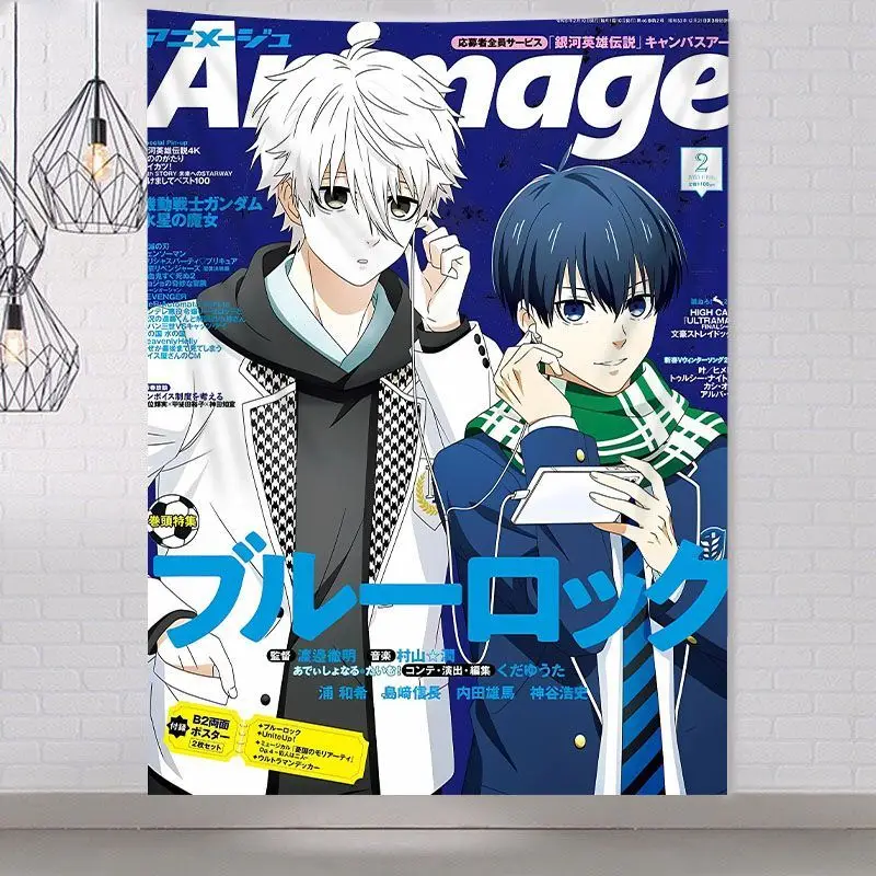 اليابانية الساخن أنيمي الأزرق قفل نسيج سوبر كول المشارك العلم ديكور المنزل غرفة المعيشة عنبر غرفة نوم خلفية القماش الجدار #1