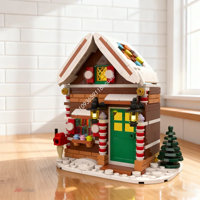 

375pcs MOC Christmas GingerBread Cottage 1 2 Seasonal Model Building Gifts Blocks Architecture Creative Idea Education Toy Kids