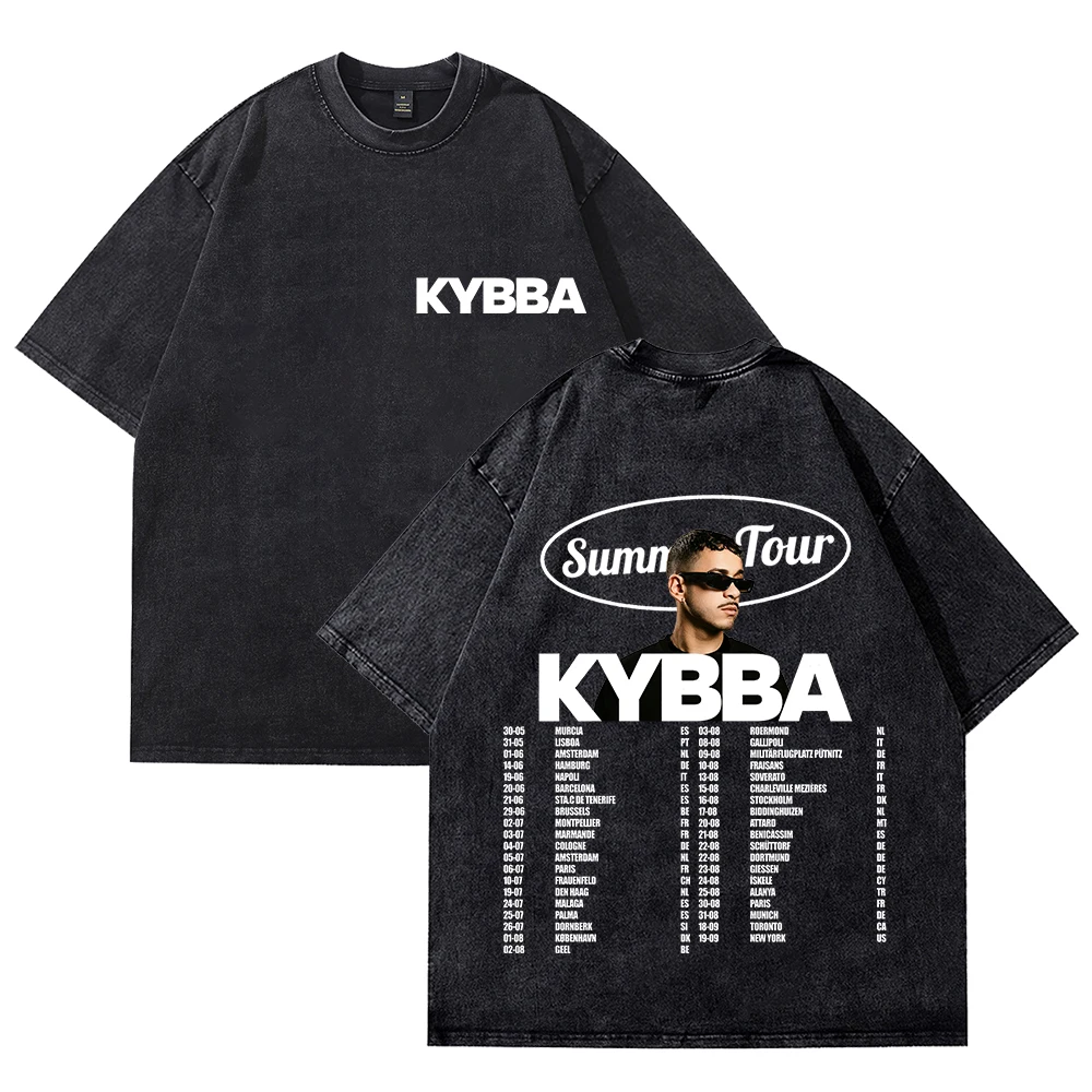

Футболки Kybba Summer Tour 2025, винтажные хлопковые футболки унисекс с короткими рукавами и круглым вырезом, топы