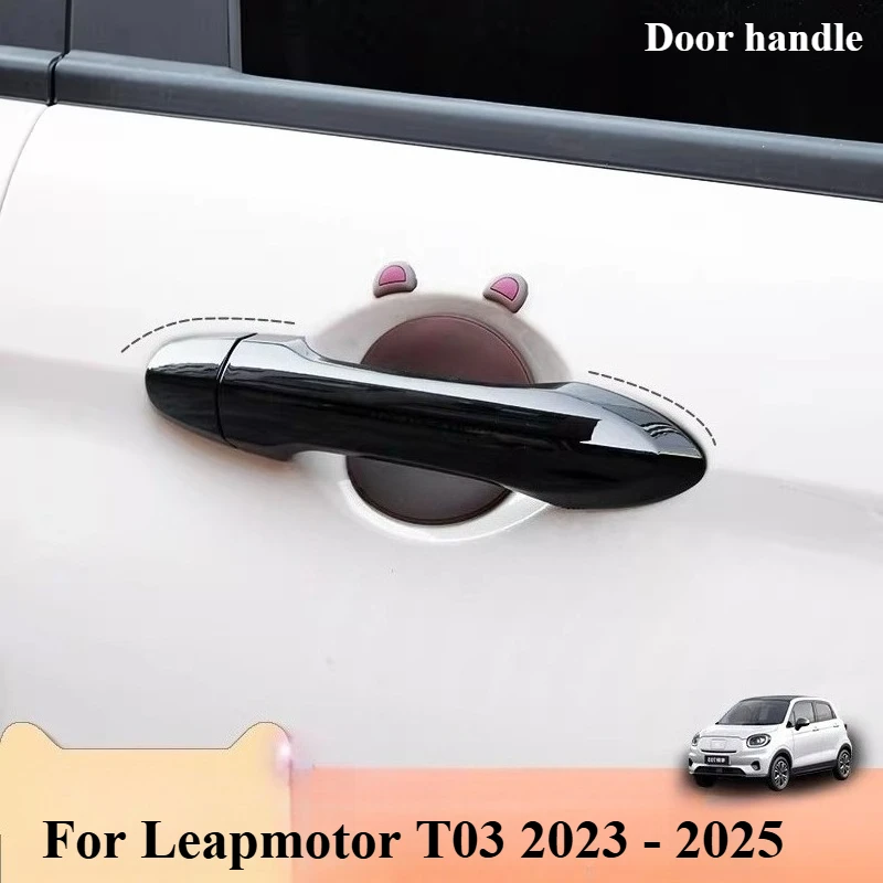 

For Leapmotor T03 2023 2024 2025 Car ABS Door Black Handle Cover Trims Cover Car Styling Protective Exterior Accessories