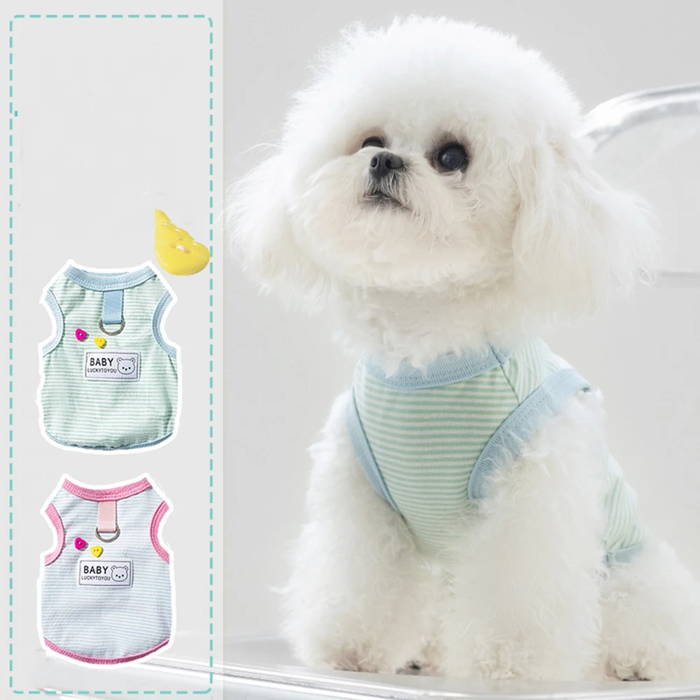 

2025 Spring/Summer Pet Tank Top Breathable Knitted Soft and Comfortable, with Traction Buckle, Suitable for Dog and Cat Clothes