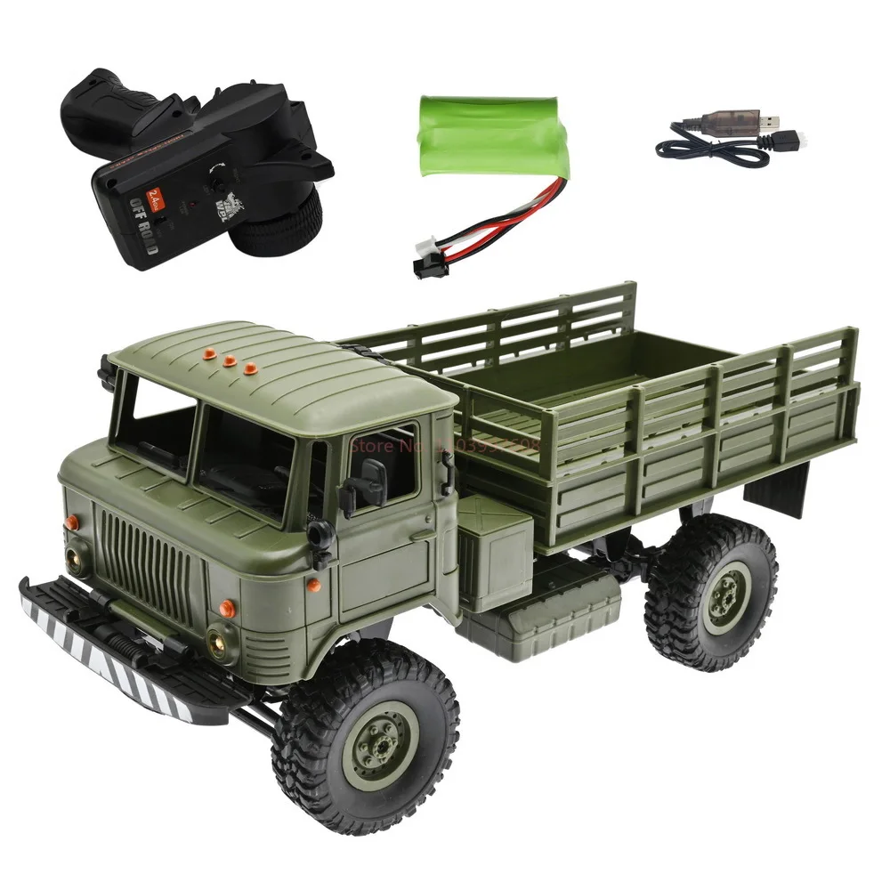 MN 1:16 Wpl B-24, kendaraan kendali jarak jauh Gaz-66 truk militer Diy Off-road 4wd Rc mobil 4 roda penggerak Off-road mendaki