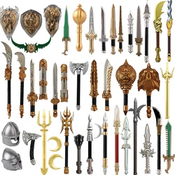 Medieval Military Building Blocks Action Figure Weapen King Ryan Sword Lion Heart Shield Knight Helmet Long Spear Axe Brick Toys