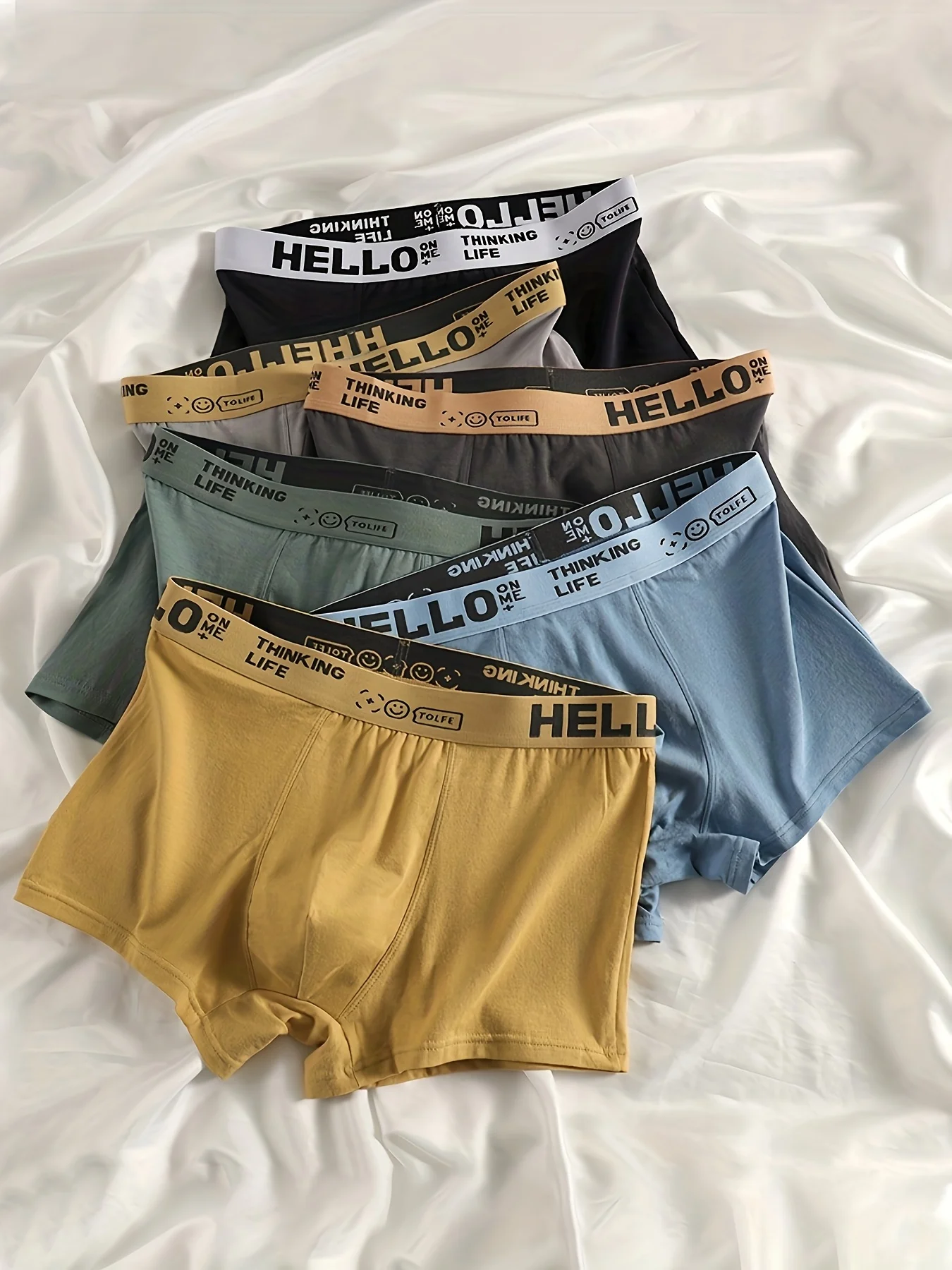 

6-Pack Men's Cotton Boxers - “HELLO” Waistband, Colorful & Comfy