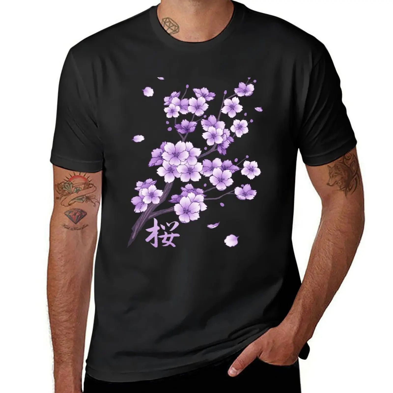 

Falling Purple Sakura Cherry Blossom T-Shirt heavyweights funnys t shirt men