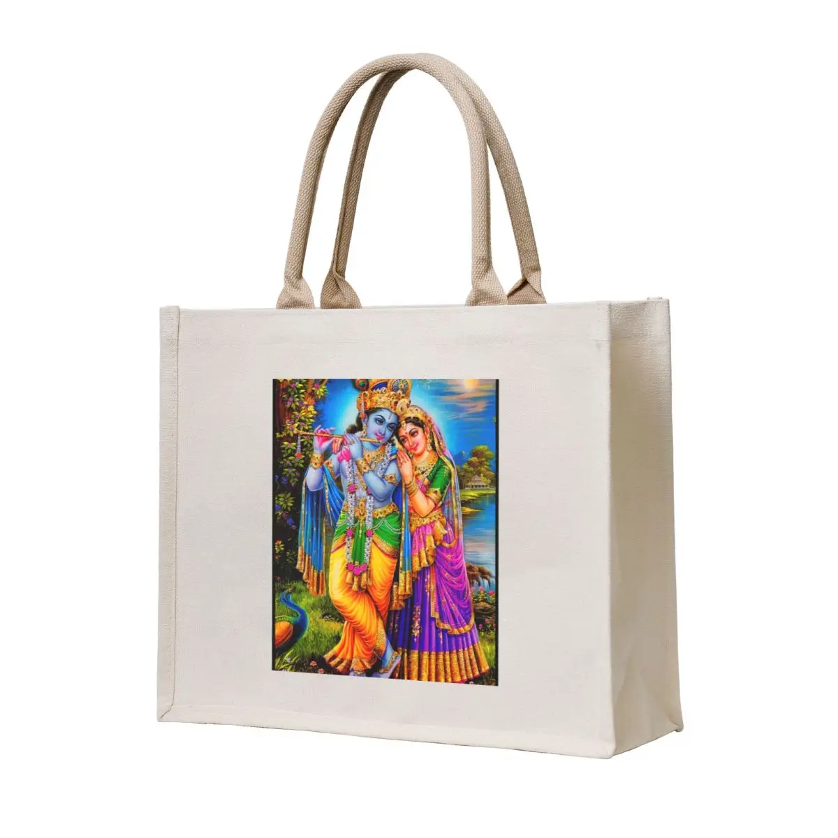 

Hindu Lord Radha Krishna Goddess Print Tote Bag Woman shopper bag bag luxury women Women's shopper