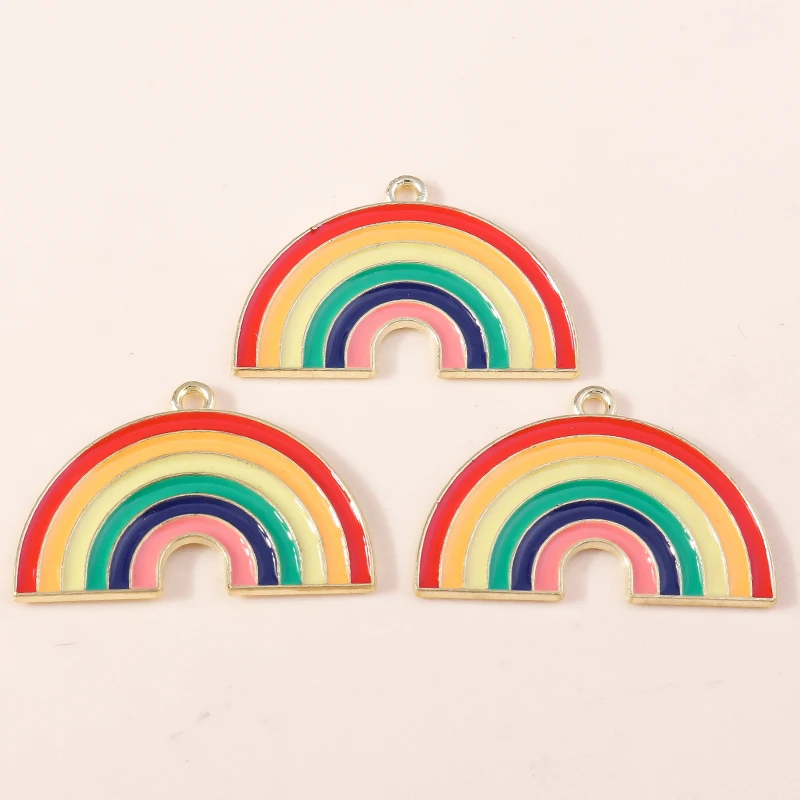 20 Stück 31x20mm Niedliche Bunte Emaille-Regenbogen-Anhänger für Ohrringe, Halsketten, Schlüsselanhänger, DIY-Bastelarbeiten, Schmuckherstellungszubehör – Detail 3