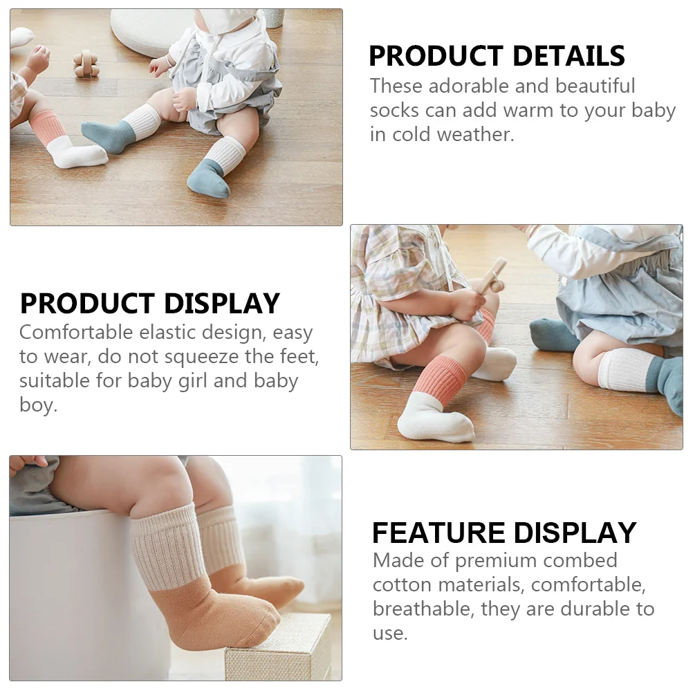 

4Pairs Baby Socks Thick Warm Cotton Breathable Elastic Comfortable Winter Socks for Newborn Boys Girls Baby Warm Stockings