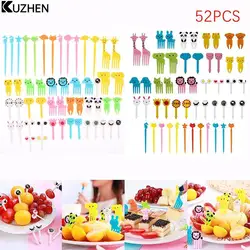 52pcs Kids Cartoon Fruit Fork Mini Animal Farm Cartoon Food Choice Kids Snack Cake Dessert Fruit Fork Party Decoration Christmas