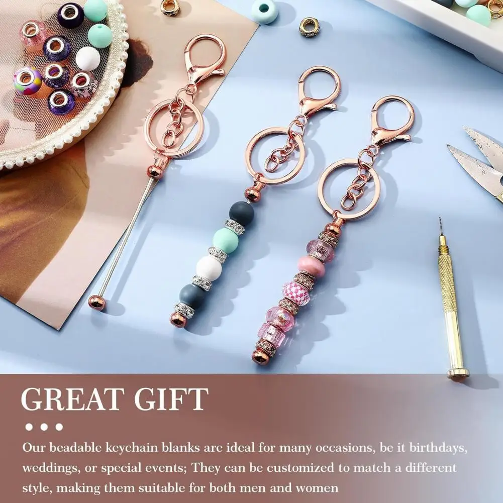 Beadable Keychains Bars Blank Keychain Strips Colorful Leather Keychain Tassel Loose for DIY Keychain Pendant Jewelry Crafts