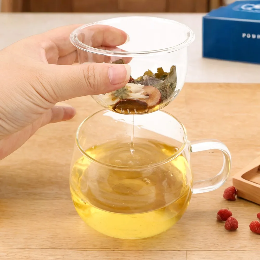 Elevate your daily tea and coffee ritual with a stunning, long-lasting premium quality glass tea cup with lid and infuser. Enhan