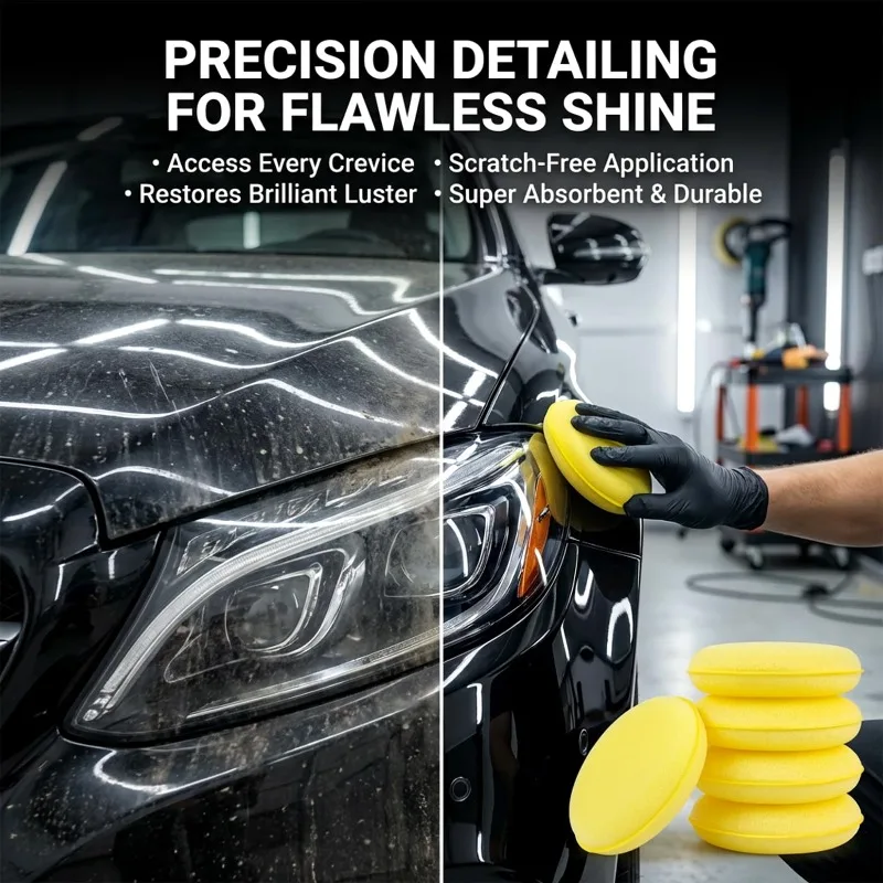 High Density Foam Applicator Pads for Car Waxing Polishing Premium Round Sponge for Auto Detailing Sealant Application