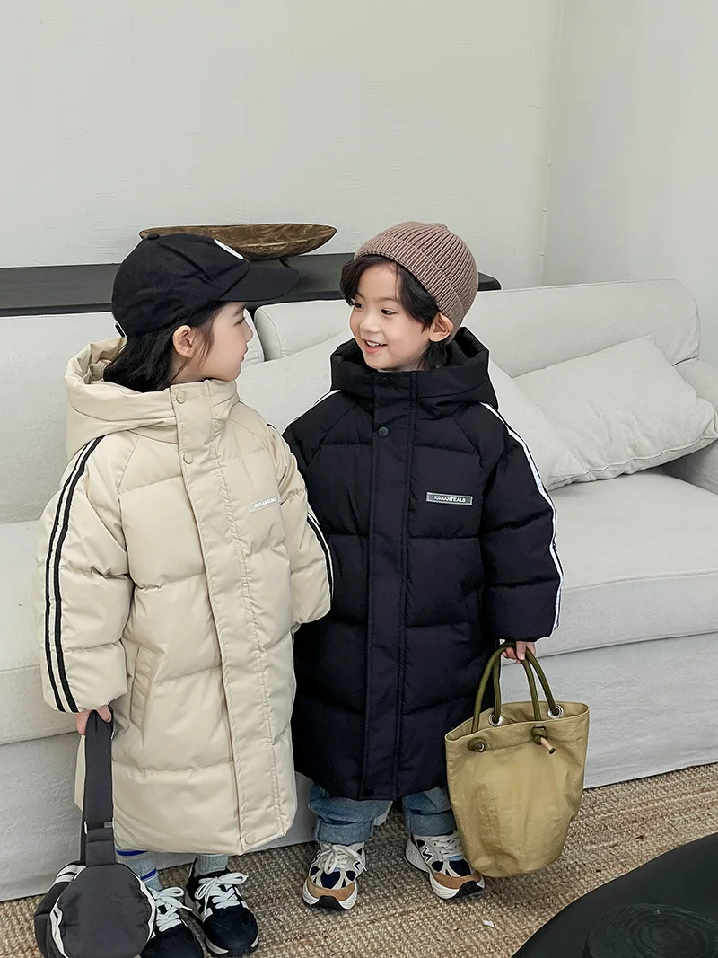 

Winter New Children's Thickened Cotton-padded Coat Mid-length Down Clothes For Boys And Girls Wear