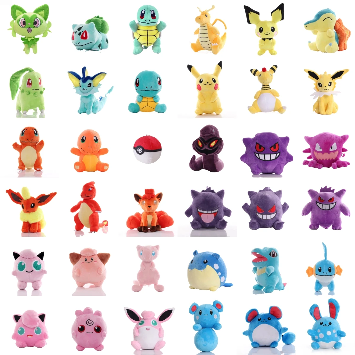 Pokemon Plush Pikachu Sprigatito Gengar Charmander Bulbasaur Pichu Peluche Charizard Stuffed Doll Kawaii Toys Hobbies Gifts