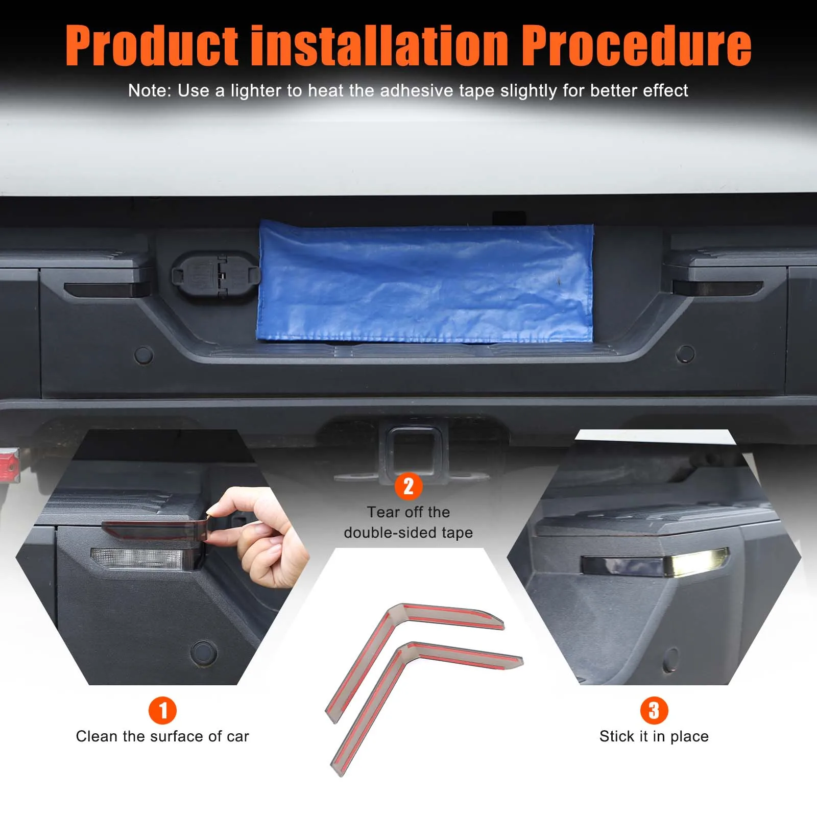 

ABS Black For Toyota Tundra 2022+ Car Rear License Plate Light Decorative Cover Sticker Car Exterior Protection Accessories 2Pcs