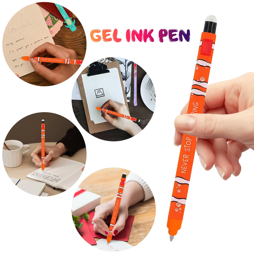 3 Pcs/Set 0.7mm Cute Pen Kawaii Seahorse Clown Fish Sea Turtle Erasable Gel Pen School Office Supplies Stationery Gifts for Kids