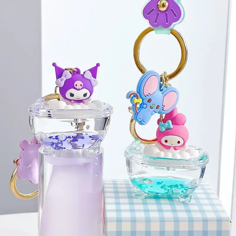 Sanrio moja melodia rodzina Cinnamoroll I Love Bath Series figurka Anime kreskówka Kuromi Hello Kitty wisiorek słodka ozdoba Kawaii