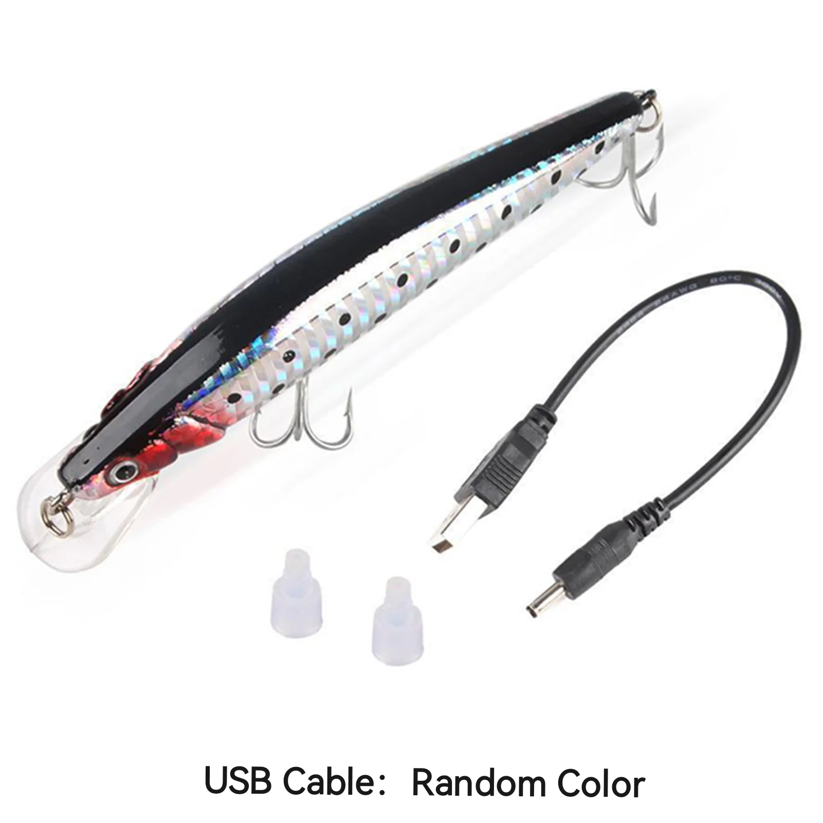 Señuelo de pesca recargable con agua con carga USB, Color brillante, ojos 3D, ayuda para pesca, cebo de acción suave y rápida