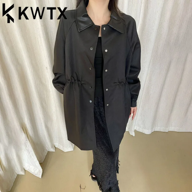 

KWTX Женская повседневная лоскутная куртка Минималистичный High Street с завязкой на талии Острая роскошная дизайнерская куртка премиум-класса Весна-Лето 2025 Мода