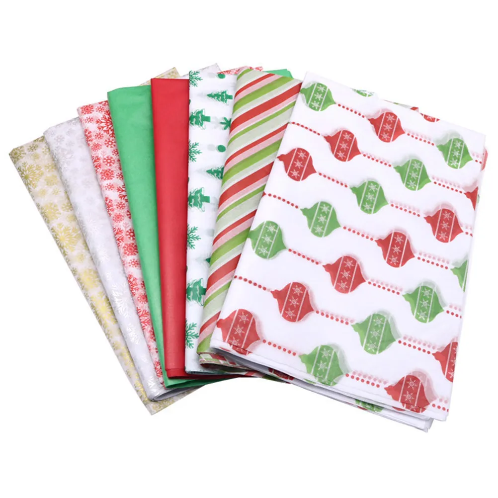 50Pcs Tissue Wrapping Paper Christmas Theme Delicate Smooth for Gift Giving Party Favors Holiday Decoration Supplies