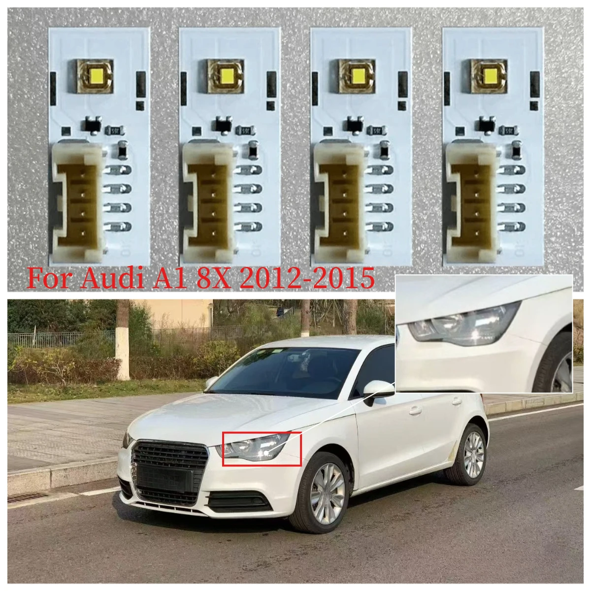 

White LED DRL Daytime Running Light Source Module PCB Board For Audi A1 8X 2012 2013 2014 2015 Xenon Headlight Replacement Part