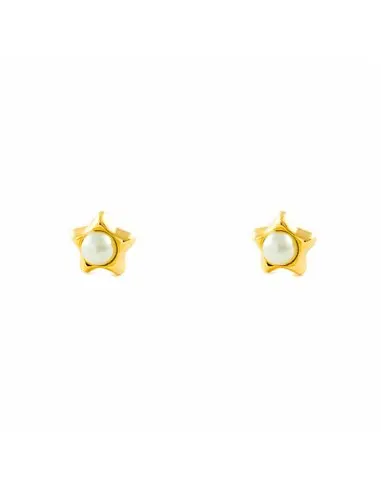 Earrings Bebe/girl gold 9k Star round pearl 2,5mm