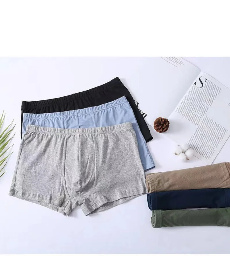 5pcs/Lot Pure Cotton Men\'s Underwear Mid-rise Boxer Shorts Middle Aged Plus Size High Quality Male Underpants Men Panties