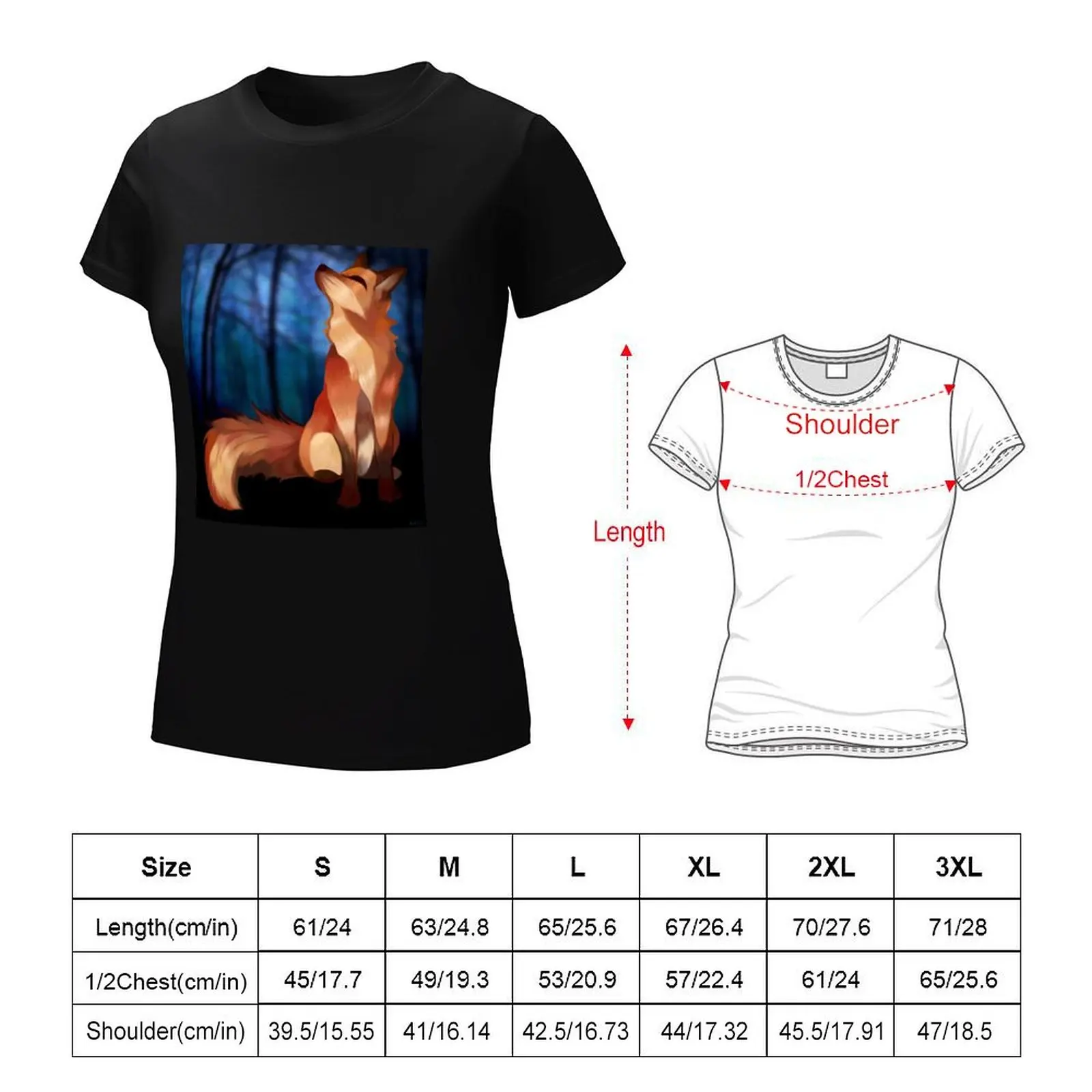 T-Shirt femme, vêtement d'été, sauvage au cœur, renard dans la forêt, mode printemps 2024