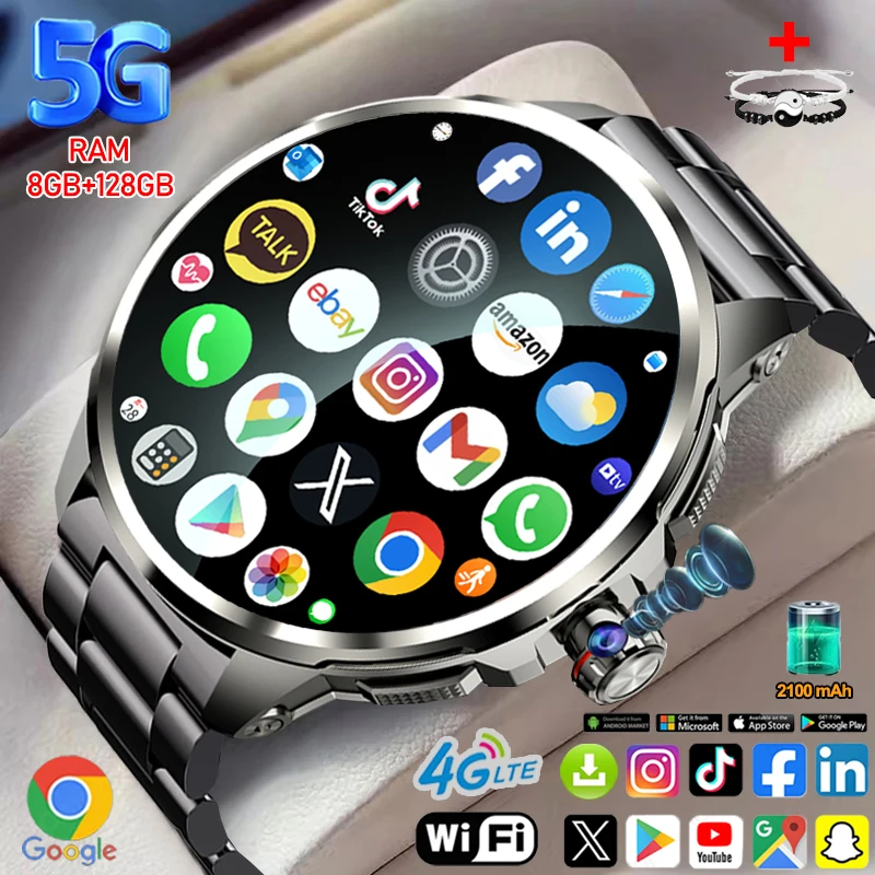 

Смарт-часы Netcom 5G/4G, 1,95 дюйма, 720*720, AMOLED, аккумулятор 2100 мАч, камера 900 Вт, 8 ГБ + 128 ГБ ОЗУ, GPS, WIFI, Google APPS, умные часы
