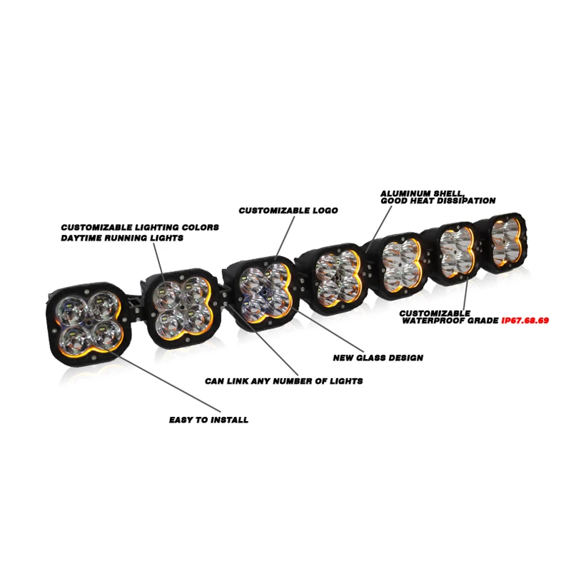DRL Custom 42Inch 80W LED Cube Spot Driving Beam Fog Work Light for Off-road Vehicles Auxiliary Led Lights 5inch Amber Off Road