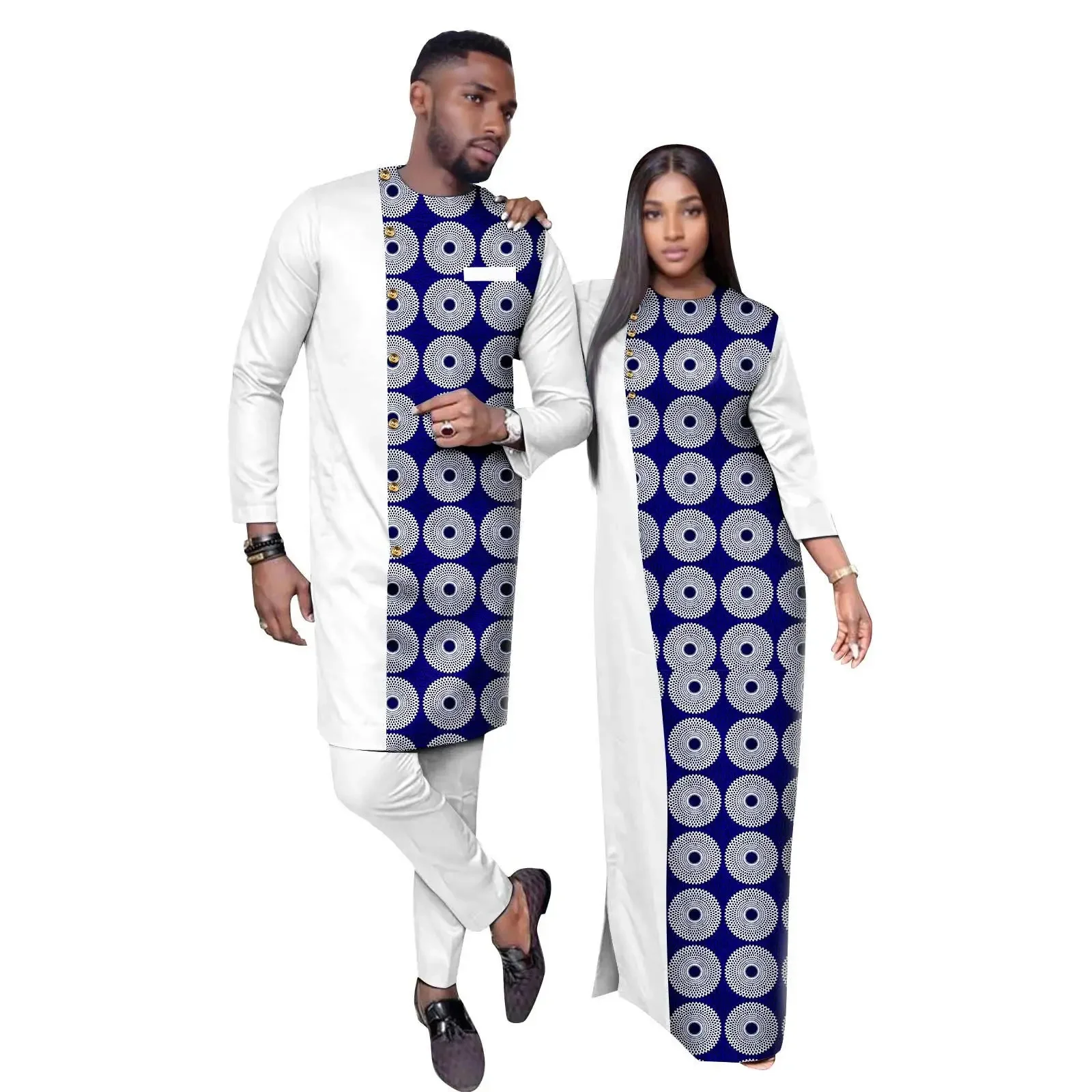 African Male Traditional Outfit Wear 2PCS Clothing Wedding Sets Matching Couple Outfits Dashiki African Print Dresses for Women