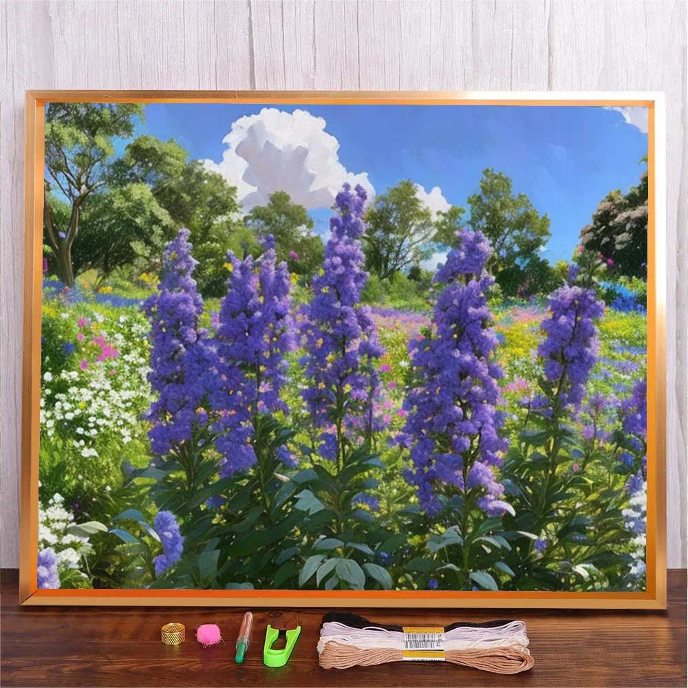 

Wisteria Flower Series DIY Art Patterns Cross Stitch Set 14CT 11CT Count Stamped Canvas Fabric Embroidery Craft Kits Wall Art