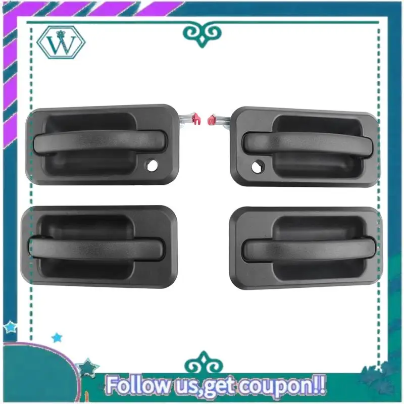 

AA92-4Pcs Exterior Outside Door Handle Set Auto Parts For 2003-2009 Hummer H2 Black Textured 131609870457 15104792 10360326