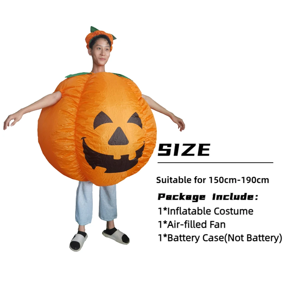 Traje inflável de abóbora-adulto tamanho único halloween engraçado festa cosplay traje de abóbora clube bola traje inflável