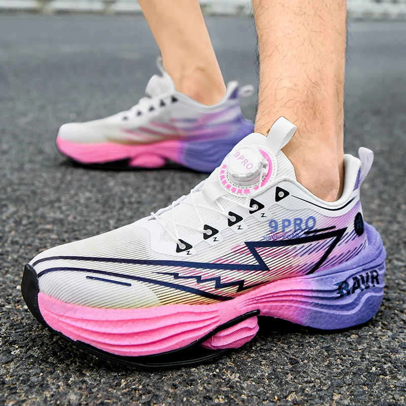 

2025 nuevos zapatos para correr para hombre, zapatos atléticos con placa de carbono acolchados para carreras de maratón, cómodos